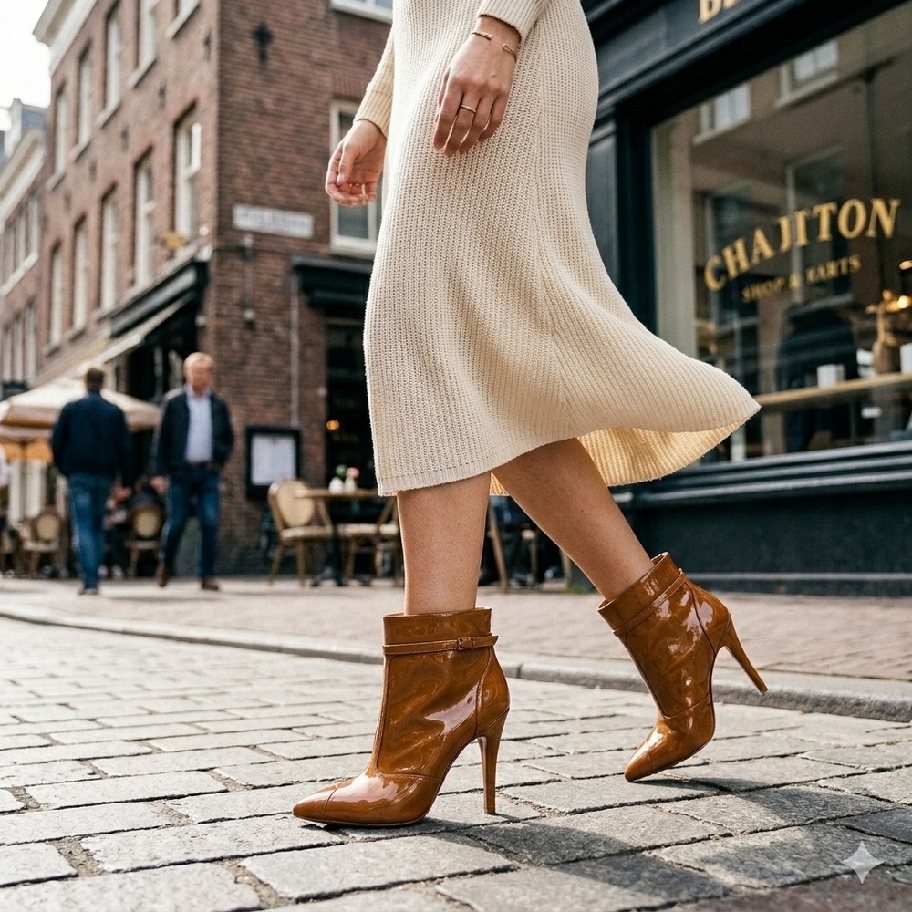 Maison Martin Margiela Caramel Patent Leather Stiletto Booties - US 6 (36.5)
